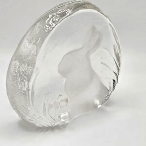 VINTAGE Zajecar Yugoslavia Lead Crystal Paperweight Rabbit Bunny Art Glass